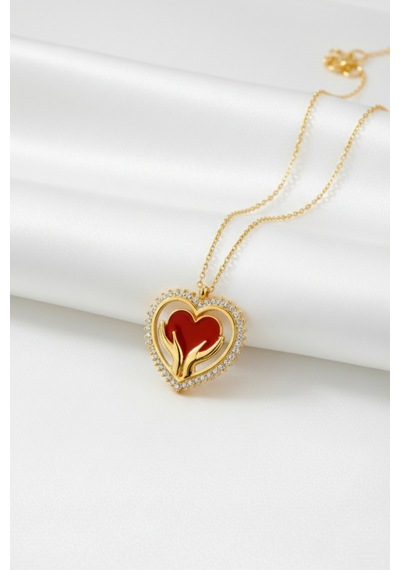 Çekirdekjewelry 925 Ayar Gümüş Avucumun Kalbı Kolye Sarı