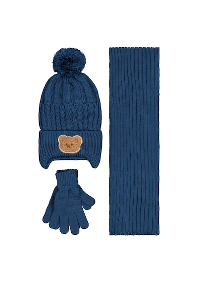 Civil Baby 6-18 Ay Atkı Bere Eldiven Set - Mavi Indigo