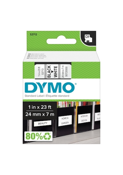 Dymo 53713 S0720930 Beyaz/Siyah D1 Yedek Şerit  24 MM X 7 M