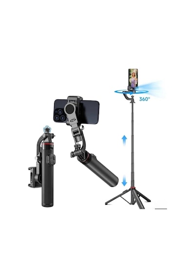 C22 Akıllı Yüz Takip Özellikli Kameralı Kumandalı Canlı Yayın Selfi Çubuğu Gimbal Tripod