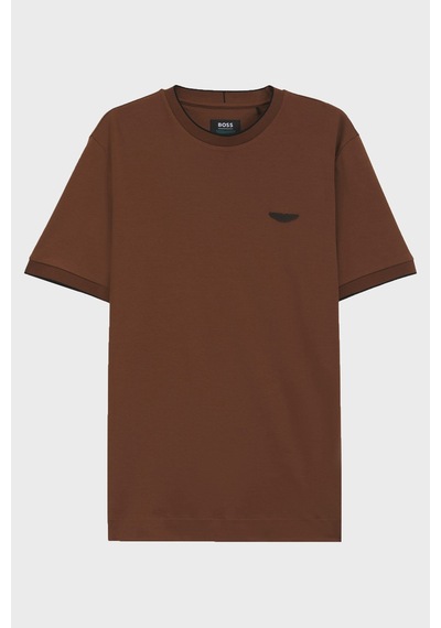 Boss % 100 Pamuk Regular Fit Bisiklet Yaka T Shirt Erkek T Shirt 50575011 214 Kahve
