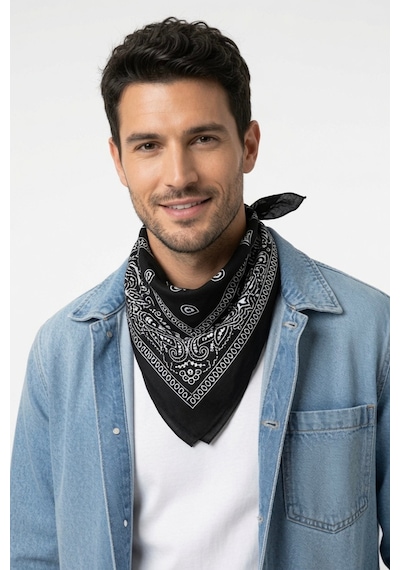Mollycrush Unisex Siyah Etnik Desenli Bandana Fular Günlük Saç Aksesuarı, Boyunluk Ve Outdoor Model Siyah