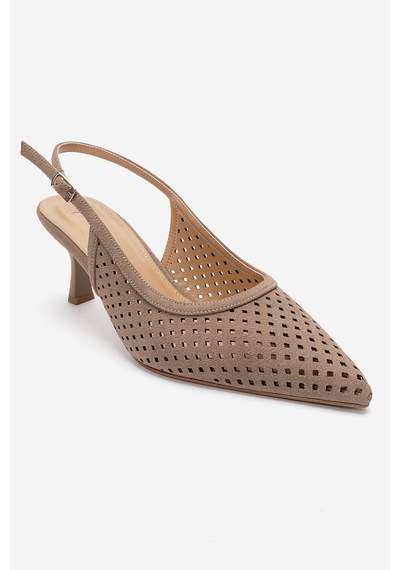 Luvishoes Uvıen Vizon Süet Kadın Topuklu Ayakkabı