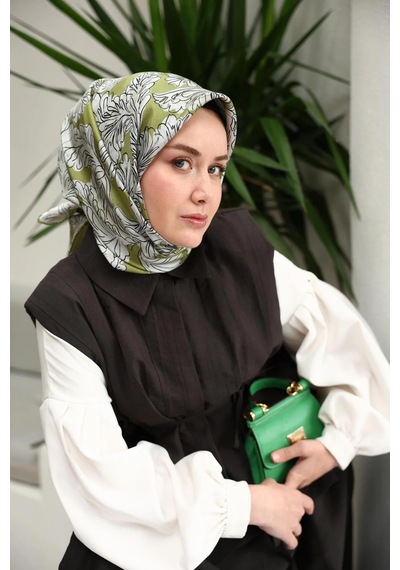 Silk Home Twill İpek Eşarp - 11468-08 Yeşil
