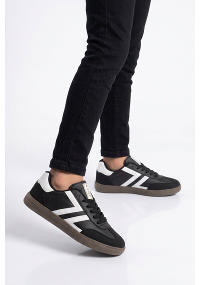 Lento Siyah-beyaz Bağcıklı Hafif Rahat Unisex Yürüyüş Ve Spor Ayakkabı Sneaker 234750 Siyah - Beyaz