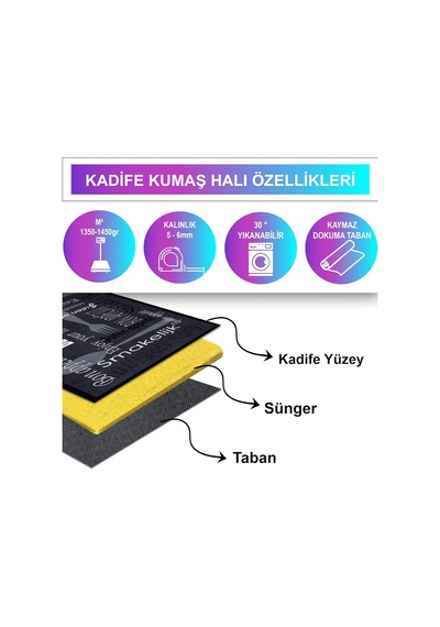Latte Dizayn Rood Desenli Kadife Pamuk Tabanlı Yıkanabilen Kaydırmaz Antibakteriyel Mutfak Halısı 60x240 Diğer