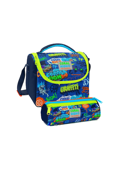 Coral High Saks Grafiti Desenli Erkek Çocuk Isı Yalıtımlı Beslenme Çantası Ve Kalemlik Seti