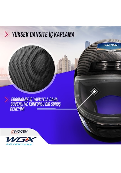 Wogen Fullface Motosiklet Kaskı Karbon Siyah