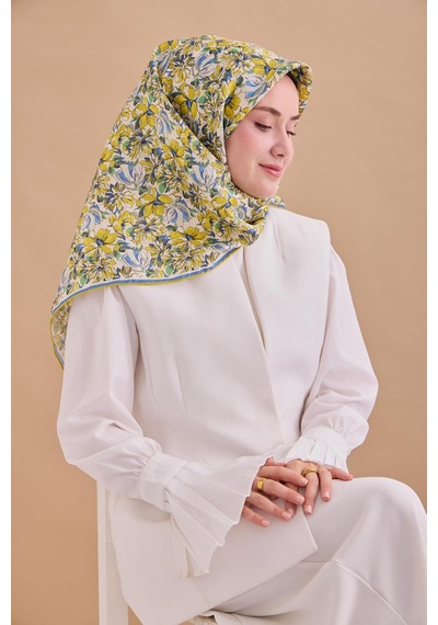 Silk Home Twill İpek Eşarp 11477-12 Ekru, Asit Yeşili, Gri, Mavi, Yeşil