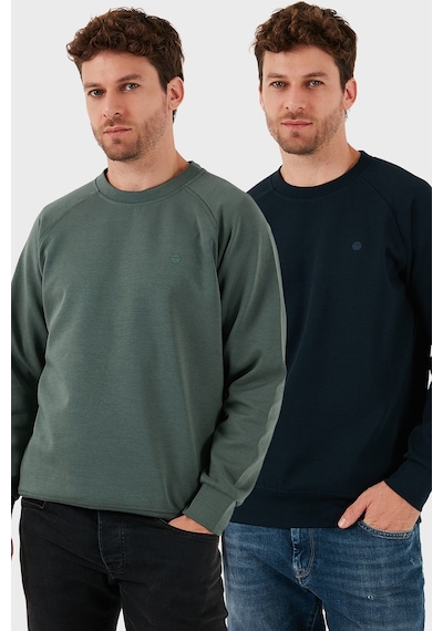 Buratti Streç Pamuklu Relaxed Fit Bisiklet Yaka 2'Li Paket Erkek Sweat 5901210S2 Haki-Lacivert