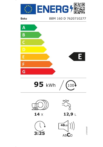 Beko BBM 160 D 6 Programlı 14 Kişilik Ankastre Bulaşık Makinesi