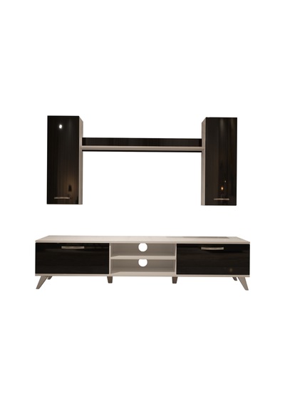 Decoraktiv Eko 5d Mdf Dvd Retro Tv Ünitesi Tv Sehpası Beyaz - Siyah