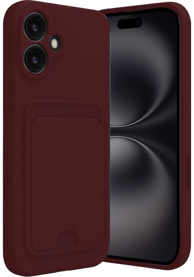 Apple Uyumlu   iPhone 16 Kılıf Kelvin Kartvizitli Silikon - Bordo