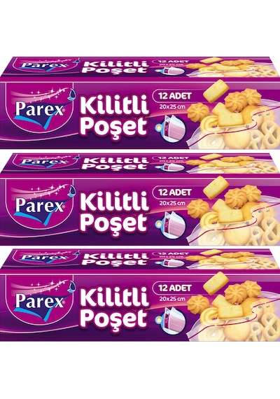 Kilitli Buzdolabı Poşeti Küçük Boy 12'li 20 X 25 Cm Üçlü Set
