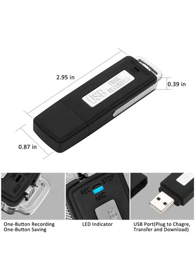 Usb Ses Kayıt Cihazı 16gb Ses Aktivasyonlu,tek Tuş, Ultra Mini