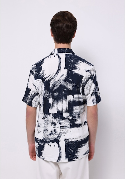 Colin's Colins Regular Fit Shirt Neck Baskılı Erkek Lacivert Kısa Kol Gömlek Cl1076790 Q1.v1 Npd Navy Printed