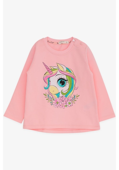 Breeze Kız Çocuk Uzun Kollu Tişört Unicorn Baskılı 1.5-5 Yaş, Pembe