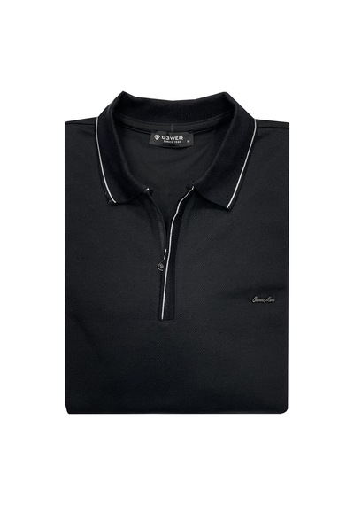 Classics Men Slim Fit Erkek Polo Yaka Fermuarlı Sweatshirt 7027 Siyah