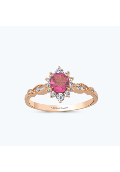 Altınbaş Pırlanta Pembe Safir Vintage Yüzük Pnf003pps-14k