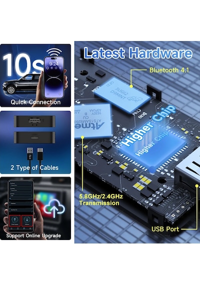 2air Mini5 Pro Carlinkit 5.0 Kablosuz Carplay Kablosuz Android Oto Kutusu 2.4g Carlinkit Mini5 Pro Carlinkit Genuine