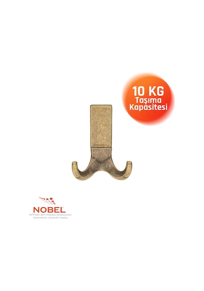 Best Lüks Askı, Metal, Vestiyer Askı, 121 Gr, Dolap Askılık, Duvar Askılığı, Antik Sarı Vidalı