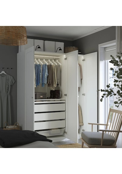 Ikea Beyaz Sağlam Kapaklı Gardırop 150x60x201 Cm
