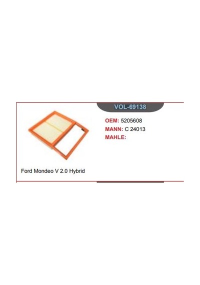 Vol-69138 Voller Hava Filtresi Ford Mondeo V 2.0 Hybrid