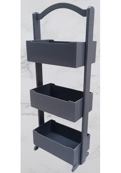 Hobi Adn 90383 Raf Terek 3'lü Geniş İç Hacim Cnc Kesim Ahşap Mdf Antrasit Elyapım