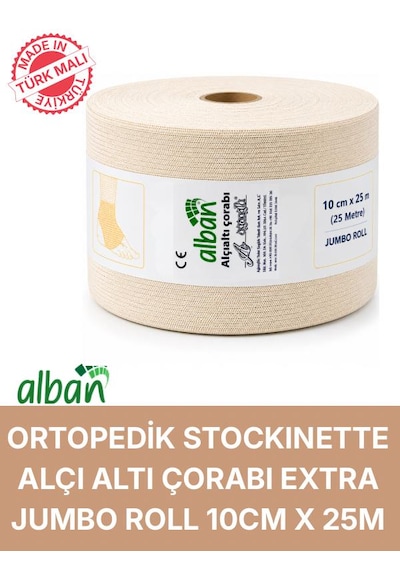 Alçı Altı Çorabı 10 Cm X 25 M, Pamuklu Esnek Medikal Stockinette