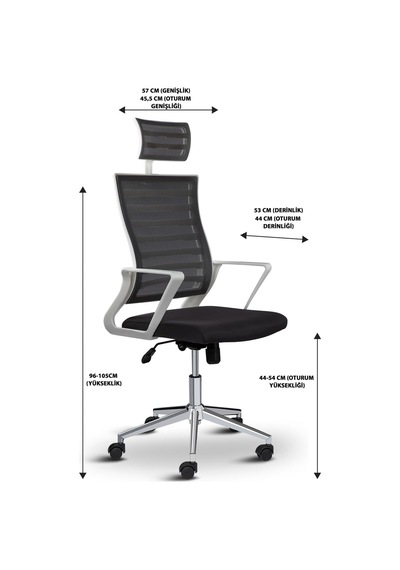 Ceo Ergonomik Ofis Koltuğu, Başlıklı, Fileli, Metal Ayaklı Çok Renkli