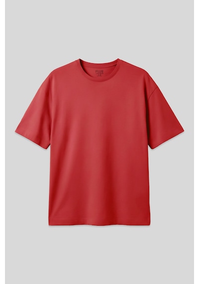 Air Jones Tommy Life Fiesta %100 Pamuk Kalın Yumuşak Dokulu Oversize Fit Basic Erkek T-shirt - 88353 Kirmizi