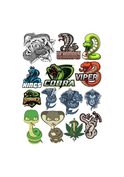 Yılan Cobra Sticker 13 Parça Telefon, Tablet, Defter, Laptop Sticker
