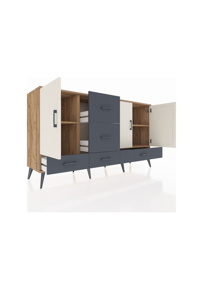Hyperion Konsol 4 Raflı 5 Çekmeceli 3 Kapaklı 176x44x99 Çam-aytaşı/antrasit Atlas Çam/aytası - Atlas Çam Hyperion Konsol 4 Raflı 5 Çekmeceli 3 Kapaklı 176x44x99 Çam-aytaşı/antrasit Atlas Çam/aytası - Atlas Çam