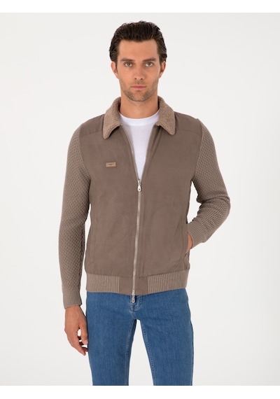 Cacharel Vizon Slim Fit Triko Hırka Kahverengi