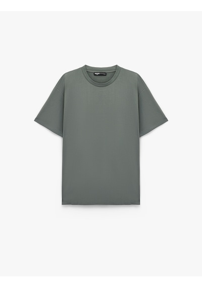 Koton Regular Fit Kısa Kollu Bisiklet Yaka Pamuklu Basic Tişört Yeşil 6sam10287mk