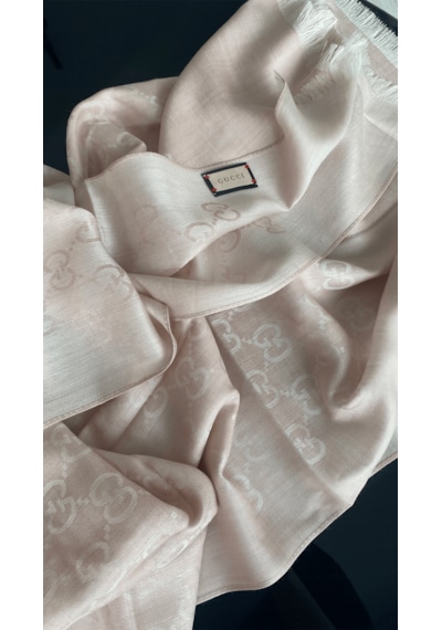 Miorel Scarfs İnce Kumaş G Desen Pamuklu Şal Yün İpek Şal 4 Mevsim Çift Taraflı Pudra Pembe