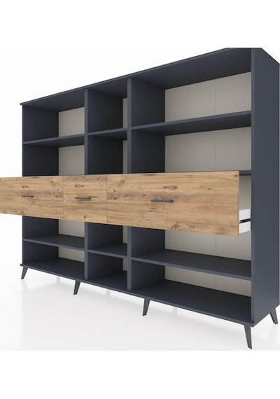 Hyperion Dolap 9 Raflı 3 Çekmeceli 220x44x163 Antrasit-antrasit/ Antrasit-antrasit/çam Hyperion Dolap 9 Raflı 3 Çekmeceli 220x44x163 Antrasit-antrasit/ Antrasit-antrasit/çam