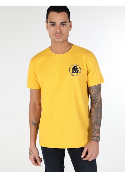 Colin'S Regular Fit Bisiklet Yaka Baskılı Sarı Erkek Kısa Kol Tişört Cl1061801_Q1.V1_Yls