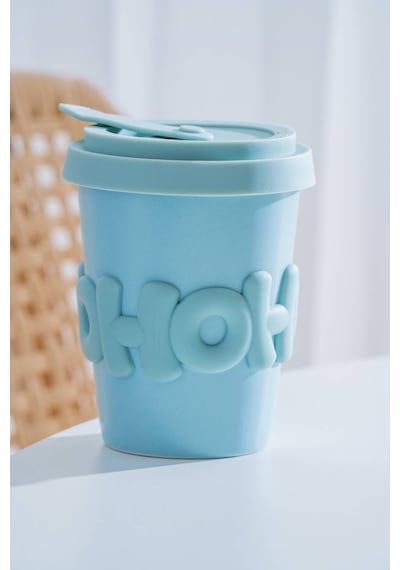 Acar Ruby Silikon Kapaklı Porselen Kupa Mavi - 380 Ml Mavi