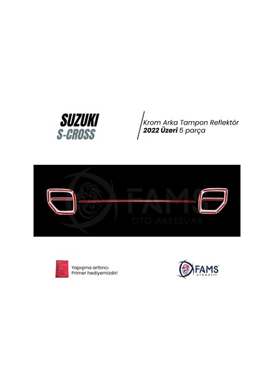 Suzuki S-cross 2022 Arka Tampon Reflektör Kromu 5 Prç. P.çelik