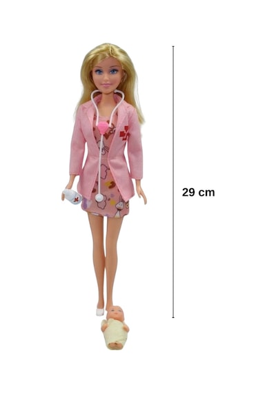 Oyuncak Doktor Seti - Minik Bebek Ve 10+ Parça Tıbbi Aksesuar Dahil - Eğitici Rol Yapma Oyuncak Pembe