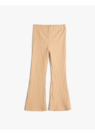 Koton İspanyol Paça Pantolon Ribanalı Beli Lastikli Deve Tüyü 4wkg40112ak Taba