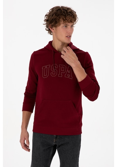 U.S. Polo Assn. Erkek Regular Fit Kapüşonlu Bordo Basic Sweatshirt 50315663-VR014