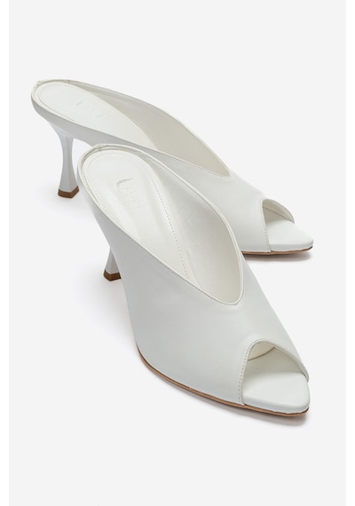 Luvishoes Pelına Beyaz Cilt Kadın İnce Topuklu Terlik