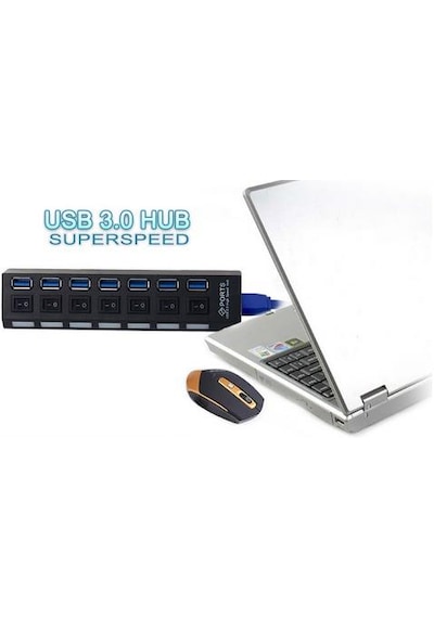 7 Port Usb 3.0 2.0 Hub Anahtarlı Çoklayıcı Çoğaltıcı Switch