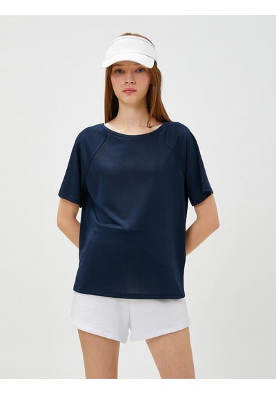 Koton Modal Spor Tişört Pencere Detaylı Lacivert 3sak10040nk 3SAK10040NK704 Lacivert
