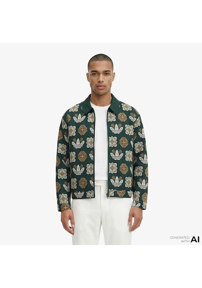 Adidas Monogram Allover Print Loose Yeşil Ceket Jy2997