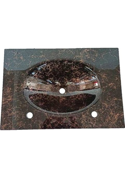 Cam Lavabo 12 MM 100 x 56 CM Siyah Bakır Desenli