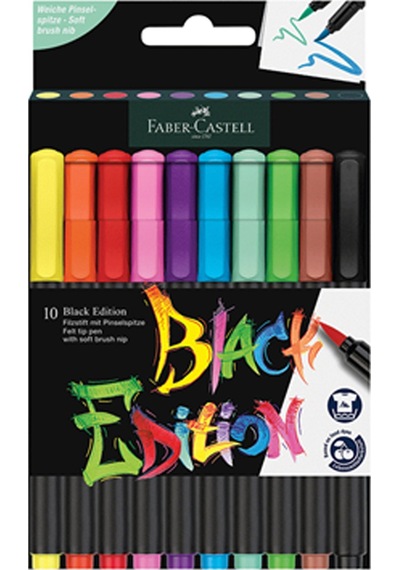 Faber-castell Keçeli Kalem Black Edition Fırça Uç 10 Lu