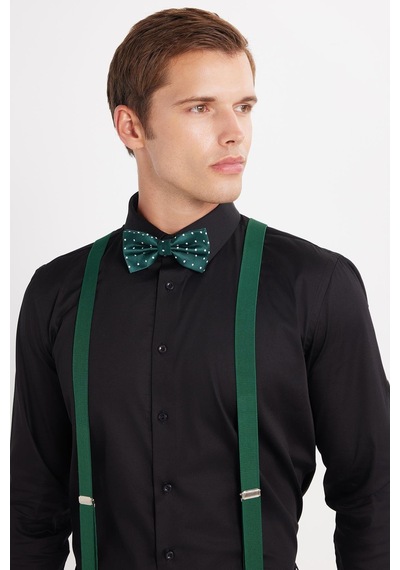 Tudors Erkek Slim Fit Premium Likralı Pamuk Saten Siyah Gömlek-35737 Siyah